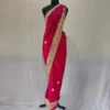 Zari Tilla Embroidered Shama Saree in Hot Pink Silk