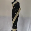 Black Saree in Silk with Zari and Tilla Aarzoo Design
