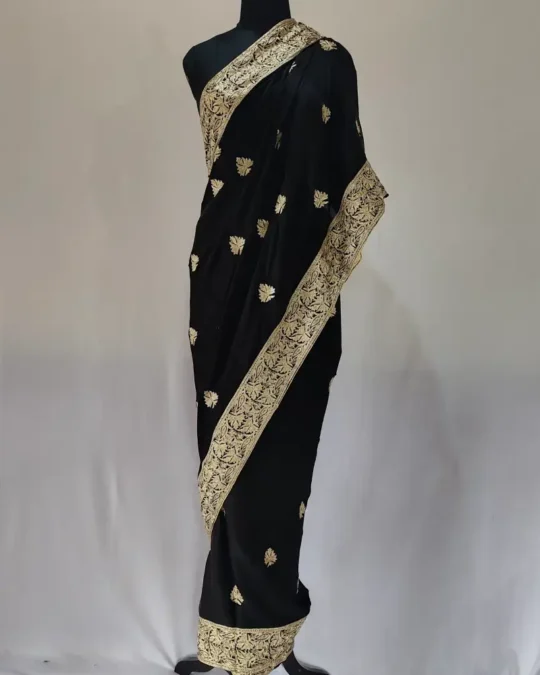 Black Saree in Silk with Zari and Tilla Aarzoo Design