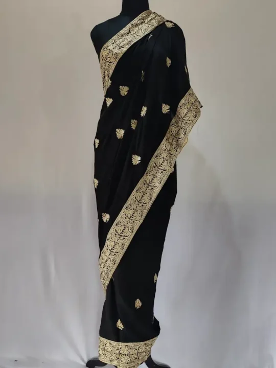 Black Saree in Silk with Zari and Tilla Aarzoo Design