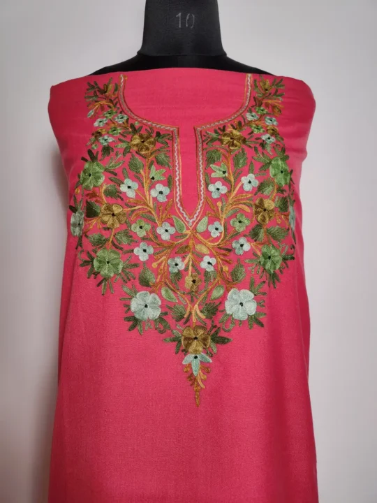 Hayat Pink Aari Work Summer Cool Suit Unstitched for Styling