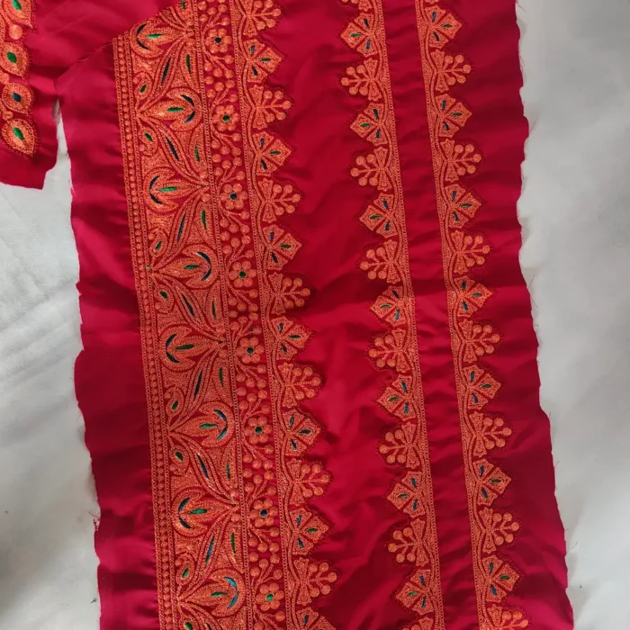 Koraab Designer Maroon Patch with Sleeves, Pockets and Lace in Tilla - Image 5