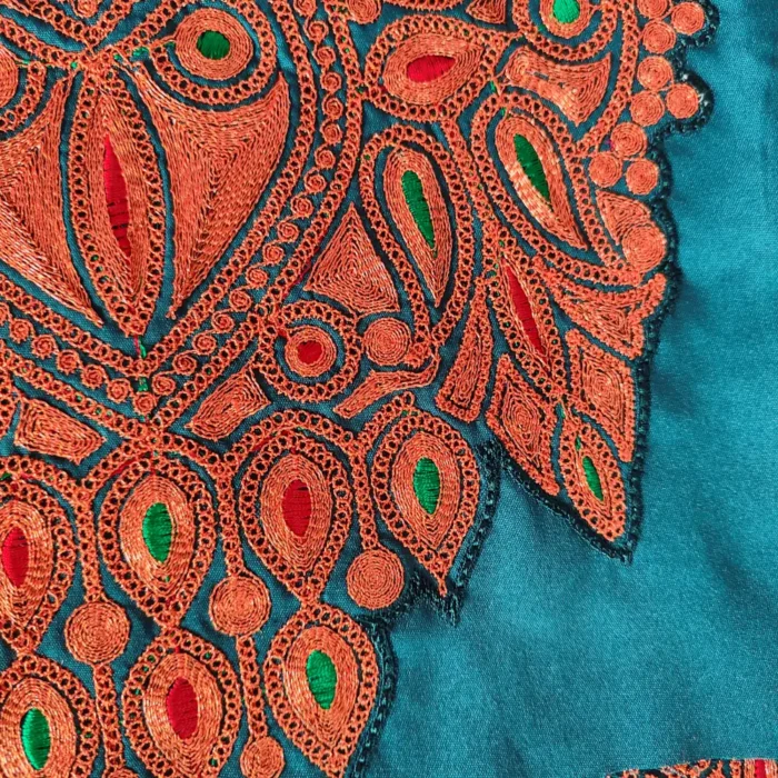 Designer Blue Tilla Patch with Sleeves, Pockets and Lace - Koraab Style - Image 2