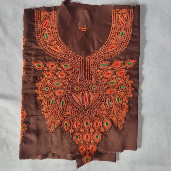 Chocolate Brown Patch Set in Koraab Style - Pockets, Sleeves and Lace - Designer Style - Image 3