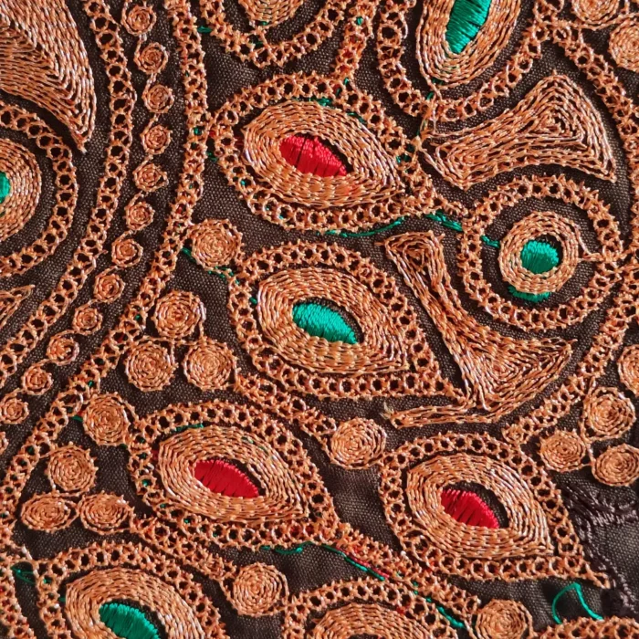 Chocolate Brown Patch Set in Koraab Style - Pockets, Sleeves and Lace - Designer Style - Image 4