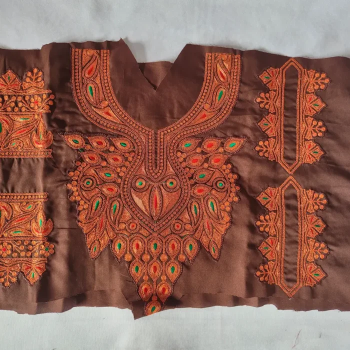 Chocolate Brown Patch Set in Koraab Style - Pockets, Sleeves and Lace - Designer Style - Image 5