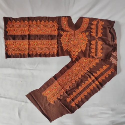 Chocolate Brown Patch Set in Koraab Style - Pockets, Sleeves and Lace - Designer Style