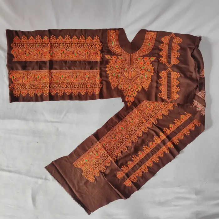 Chocolate Brown Patch Set in Koraab Style - Pockets, Sleeves and Lace - Designer Style