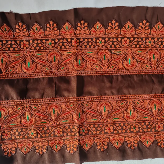 Chocolate Brown Patch Set in Koraab Style - Pockets, Sleeves and Lace - Designer Style - Image 2
