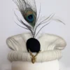 Original White Chitrali Pakol Cap with Feather and Markhor