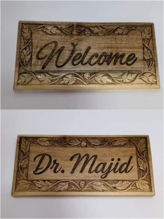 Walnut Wood Wall Hanging With Customized Engraving for Home or Office Outdoor, Entrance