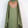Olive Green Tilla Work Unstitched Shalwar Suit in Acrowool Fabric