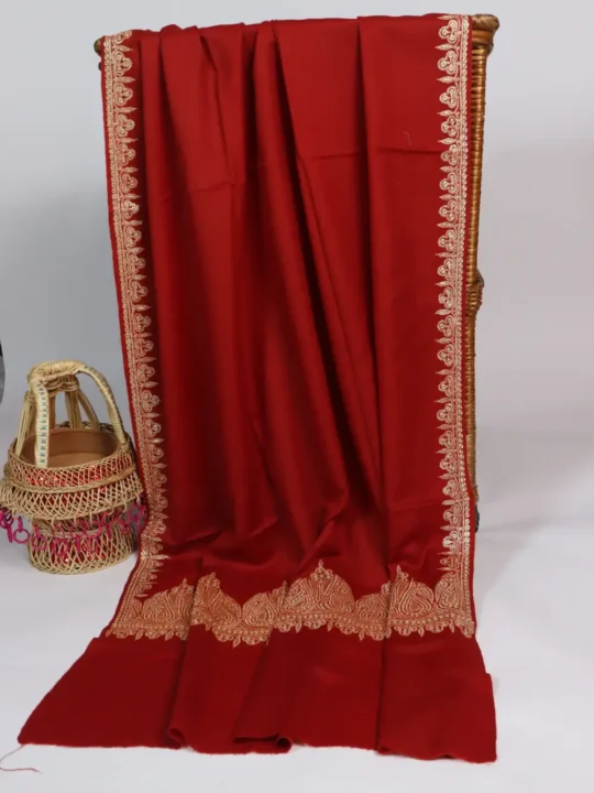 Red Tilla Embroidery Toosha Shawl