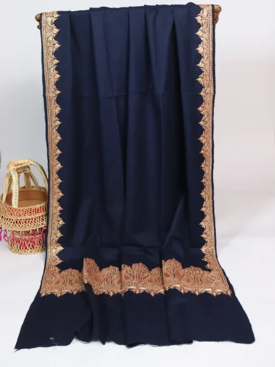 Dark Blue Tilla Embroidery Toosha Shawl