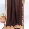 Dark Brown Tilla Embroidery Toosha Shawl