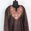 Makhmal Aari Embroidery Chocolate Brown Pheran