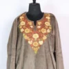Makhmal Aari Work Embroidery Grey Pheran for Women