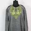 Dark Grey Makhmal Aari Embroidery Pheran for Women