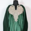 Velvet Tilla Patch Embroidery Dark Green Pheran for Women