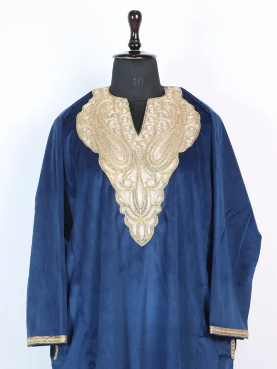 Dark Blue Velvet Tilla Patch Embroidery Women’s Pheran
