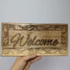 Welcome Sign Board in Walnut Wood | For Entrance or Gift Purpose