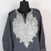 Cashmilon Wool Dark Grey Boab Naal Zari Embroidery Women’s Pheran