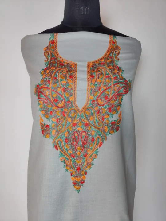 Grey Ruby Cotton 2pc Suit with Hand Aari Embroidery Work