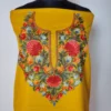 Cotton Unstitched 2pc Mustard Suit with Hand Aari Embroidery
