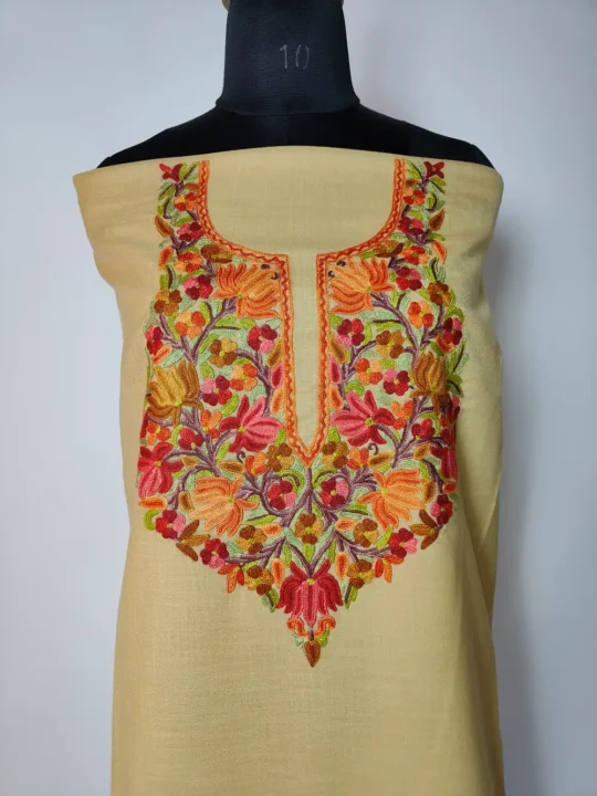 Cotton Hand Aari Embroidery 2pc Beige Suit