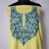 Yellow 2pc Summer Cool Unstitched Cotton Suit with Aari Embroidery