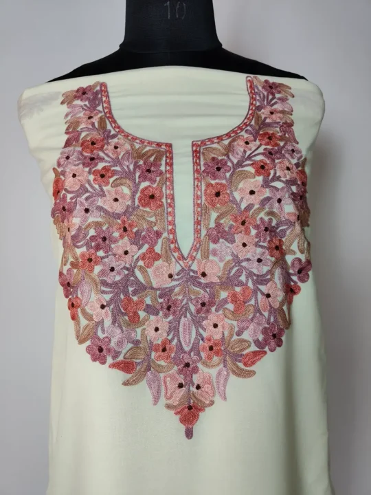 Summer Cool Cotton White Unstitched 2pc Suit with Aari Embroidery