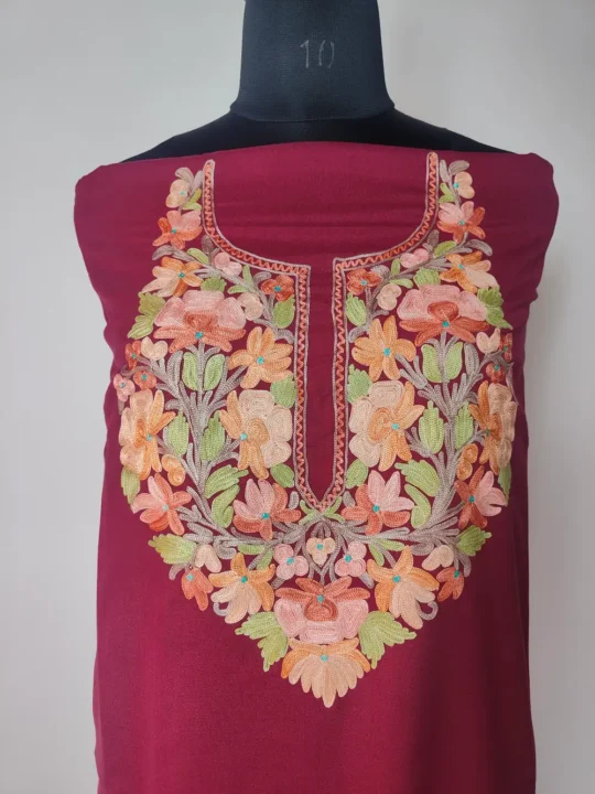 Maroon Summer Cool Cotton 2pc Suit - Aari Embroidered