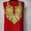 Sumbul Summer Cool Red Cotton Suit | Aari Embroidery – 2pc Unstitched