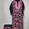 Black Woolen Kurta Set With All Over Jaal Aari Embroidery