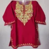 Baby Girls Magenta Pheran with Aari Embroidery in Cashmilon