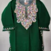 Cashmilon Dark Green Kids Pheran with Aari Work