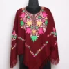 Maroon Poncho in Cashmilon Wool with Aari Embroidery