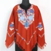 Rustic Orange Aari Embroidery Cashmilon Wool Poncho