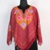 Womens Dusty Pink Cashmilon Woolen Aari Work Poncho