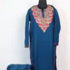 Royal Blue Cashmilon Wool Aari Work Kurta Set