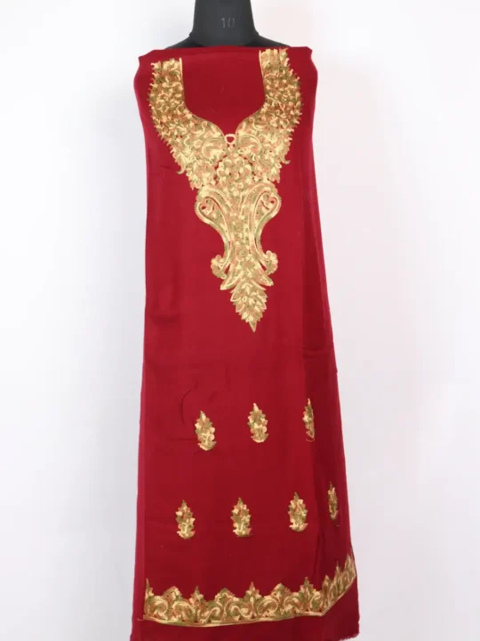 Maroon Cashmilon Wool Aari Embroidery 2pc Suit