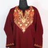 Cashmilon Wool Maroon Aari Work Pheran for Ladies