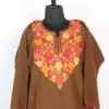 Cashmilon Wool Aari Embroidery Brown Alamzeb Pheran