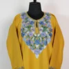 Yellow Cashmilon Aari Work Pheran