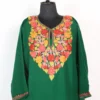 Cashmilon Wool Aari Work Dark Green Pheran