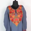 Dark Grey Cashmilon Aari Work Pheran
