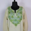 Cashmilon Wool Cream Pheran with Aari Embroidery