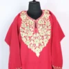 Hot-Pink Cashmilon Wool Pheran with Aari Embroidery