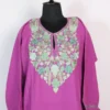 Cashmilon Wool Aari Work Black Purple Pheran for Women