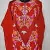 Rustic Orange Cashmilon Wool Kaneez Pheran with Sleeve Booti Aari Work